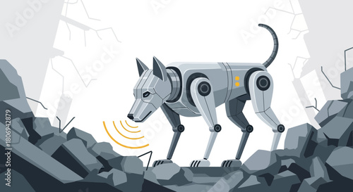 Futuristic Canine Unit: A Robotic Dog Navigating Through Urban Ruins with Advanced Technology