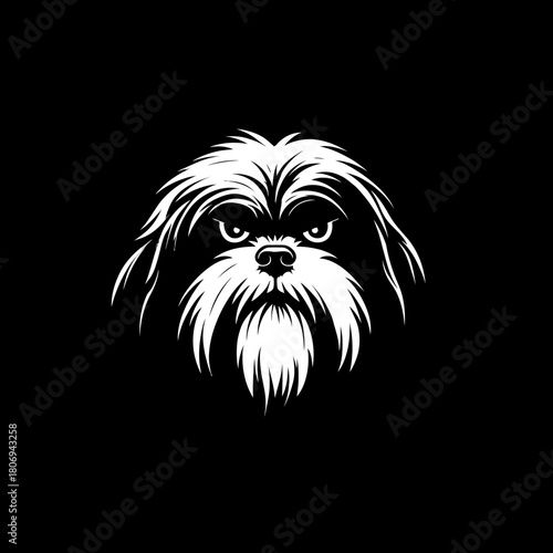 Dog's head silhouette in black and white