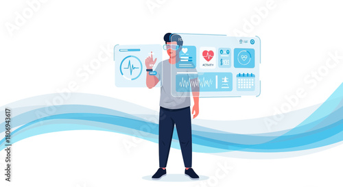 Futuristic healthcare innovation visualizing vital signs with augmented reality display