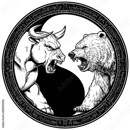 Bull and Bear Symbolizing Market Forces