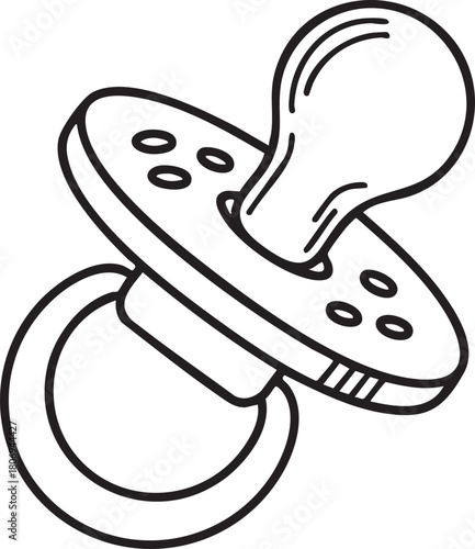 Cute smiling monster cartoon character icon holding a baby pacifier illustration vector art