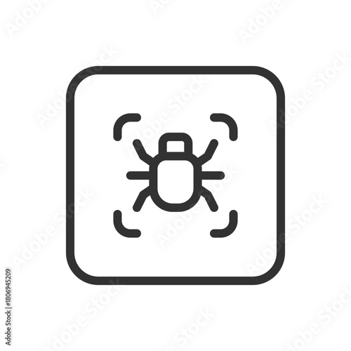 Bug, Select line icon – outline cursor selecting insect symbol for software debugging, QA interface, developer tools UI