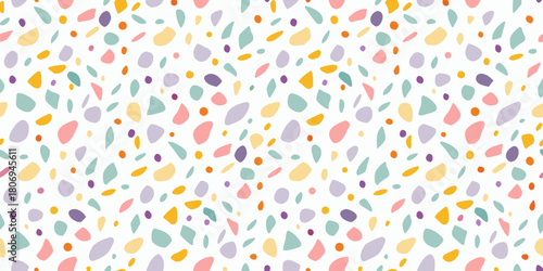Colorful abstract pebble pattern on white background seamless vector design