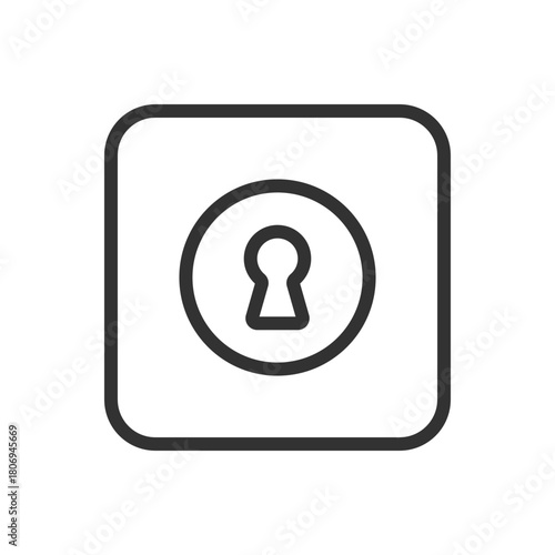 Protection, Security Keyhole line icon – circular keyhole outline vector for lock mechanism, access control, secure entry UI