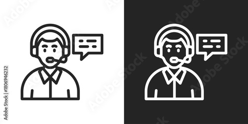 technical Support Icon In Line Version On Black And White Background