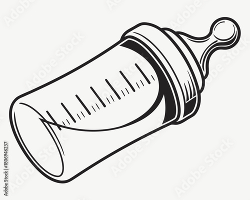 Baby bottle with milk isolated on white background, feeding newborn infant