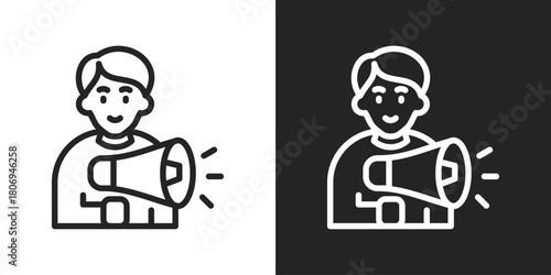 Announcement Icon In Line Version On Black And White Background