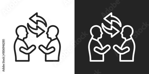exchange Icon In Line Version On Black And White Background
