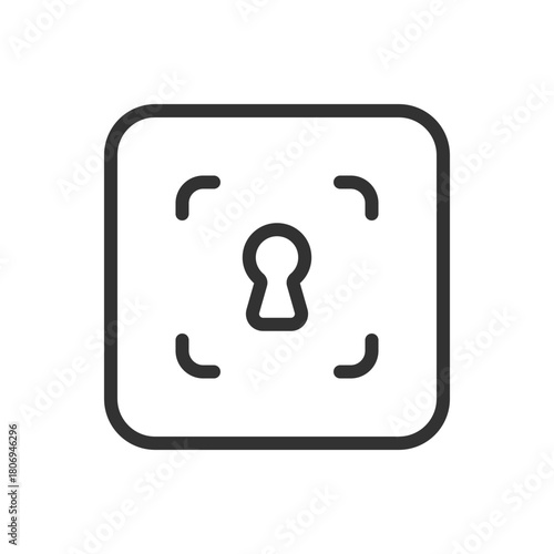 Protection, Security Keyhole line icon with select – keyhole and cursor/selection outline vector for secure access selection, permission UI, authentication interface