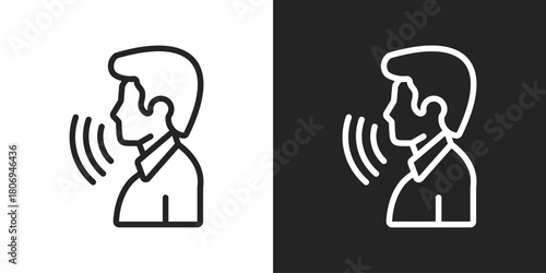 verbal Icon In Line Version On Black And White Background