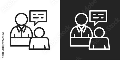 interview Icon In Line Version On Black And White Background