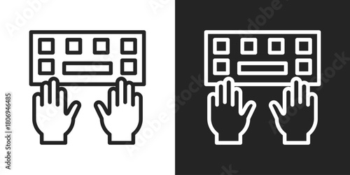 Expression Icon In Line Version On Black And White Background