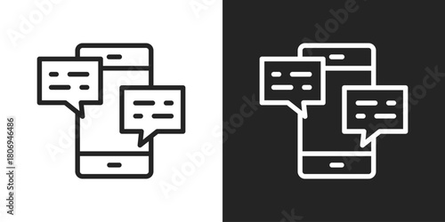dialogue Icon In Line Version On Black And White Background