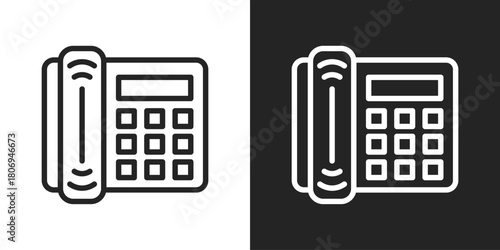 telephone call Icon In Line Version On Black And White Background