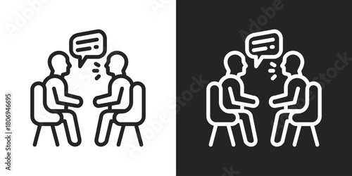 speaking Icon In Line Version On Black And White Background