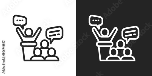 discourse Icon In Line Version On Black And White Background