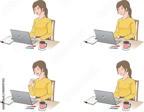 在宅で仕事をする若い女性