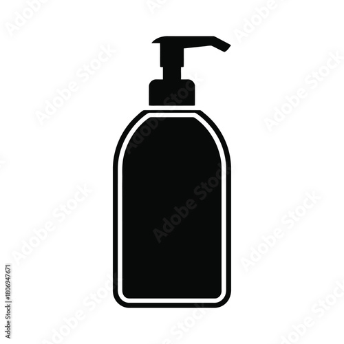 Liquid Soap Dispenser Pump Bottle Icon - Hand Sanitizer, Bathroom Hygiene, and Cleansing Product Vector