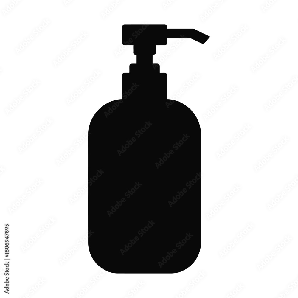 Fototapeta premium Liquid Soap Dispenser Pump Bottle Silhouette - Hand Wash, Hygiene, and Bathroom Product Vector Icon