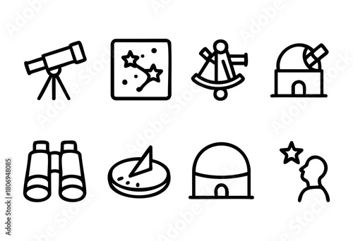 Tools for stargazing including a telescope, binoculars, and a star chart are arranged to facilitate learning about celestial navigation and astronomy.