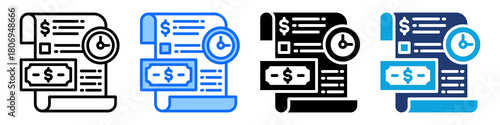 Payment History Icon Set Multi Style Vector Illustration
