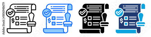 Loan Approval Icon Set Multi Style Vector Illustration