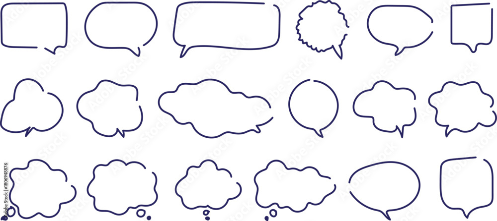 Obraz premium Collection of hand drawn speech bubbles and thought bubbles