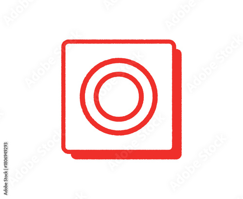 シンプルな二重丸のアイコン_四角背景