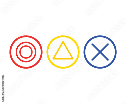 シンプルな二重丸バツ三角のアイコン