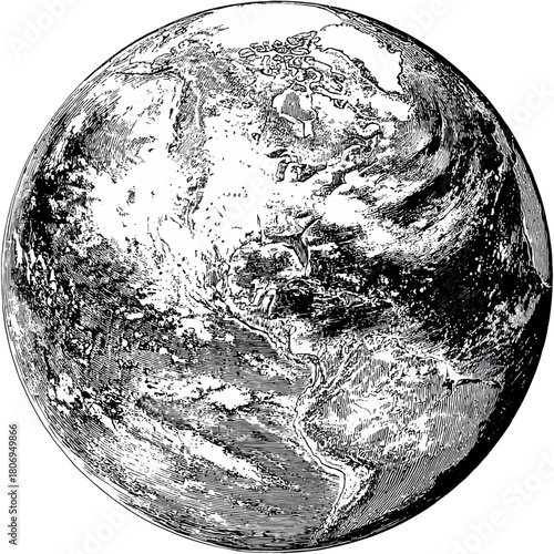 Earth from space with swirling clouds over continents and oceans