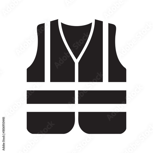 a simplistic black and white illustration depicting a safety vest commonly used in construction zones