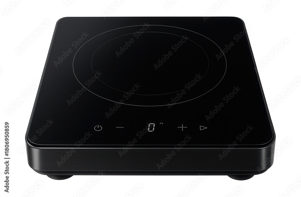 Fototapeta premium Stylish ceramic-glass electric hot plate for fast heating in contemporary kitchens.