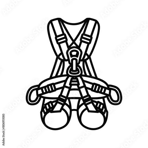 Professional full body safety harness icon for fall protection, industrial work, and climbing activities design element
