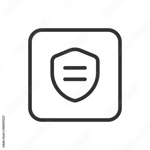 Protection, Security Shield Protected line icon – shield with checkmark or shield badge outline vector for verified protection, security confirmed, trusted status UI