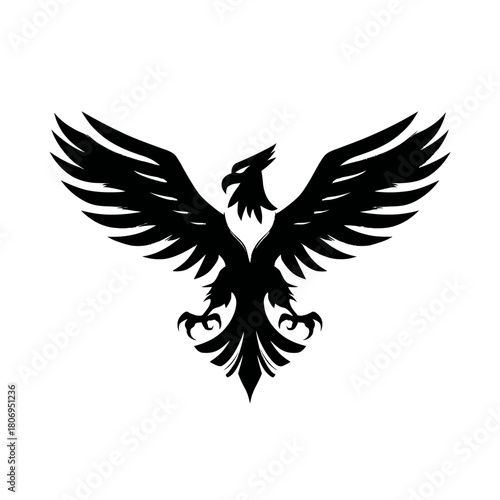 Black silhouette of a stylized eagle with spread wings