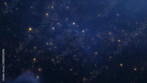 Starry Night Sky With Glowing Stars And Wispy Blue Nebula Clouds Keywords: space, stars, nebula, galaxy, cosmos, universe, night sky, astronomy, celestial, deep space, starlight, glowing, light