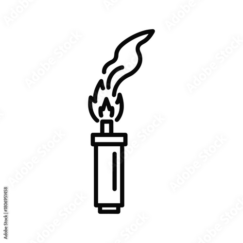 Black outline icon of a warning flare emitting flame and smoke, perfect for signaling, emergency, or industrial concepts.