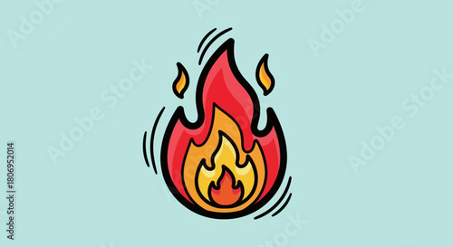 Vibrant Flame Illustration with Dynamic Outlines and Warm Colors.