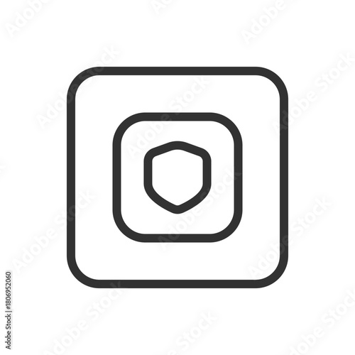 Protection, Security Shield Square line icon – shield inside square outline vector for security badge, access control, UI permission indicator