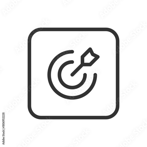 Protection, Security Target line icon – target with shield or lock outline vector for threat detection, focused security, vulnerability scanning UI