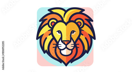 Stylized Lion Head Emblem with Vibrant Mane.