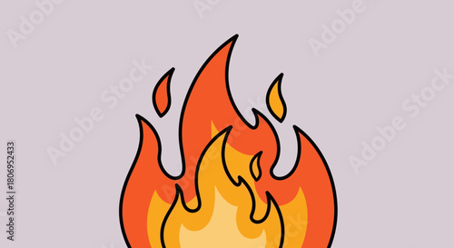 Vibrant Cartoon Fire Flames Illustration.