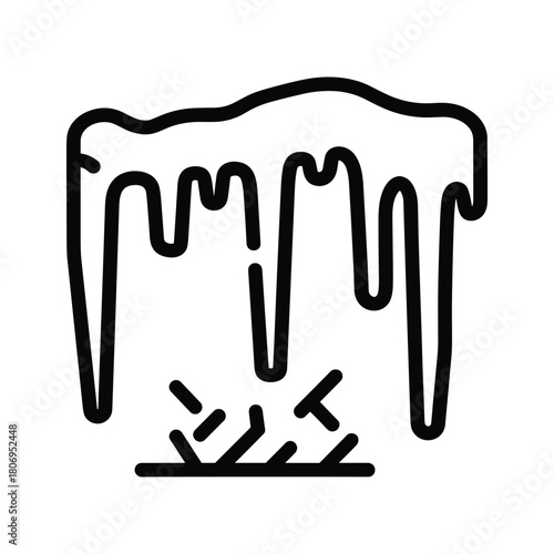 Melting icicles dripping onto the ground, isolated on