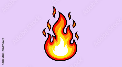 Stylized cartoon fire flame illustration with a bold outline.
