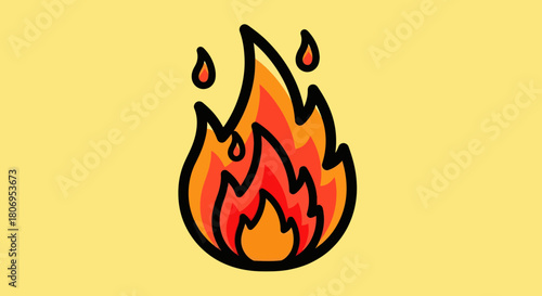 Stylized Illustration of a Bright Orange Flame with Red Accents.