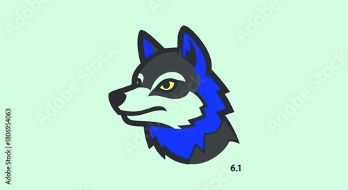 Stylized Wolf Head Logo Design with Blue Accents.
