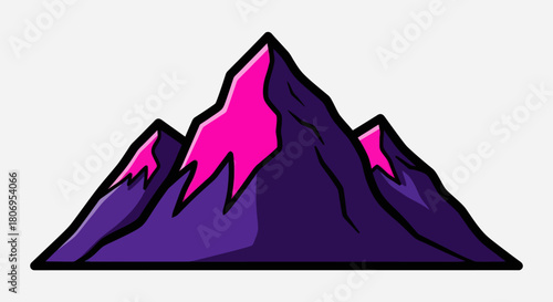 Stylized purple and pink mountain range vector illustration.