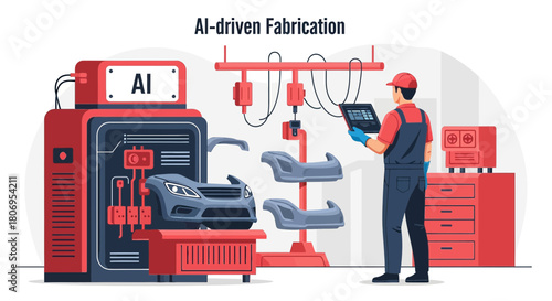 Automated car manufacturing process using artificial intelligence for a modern factory