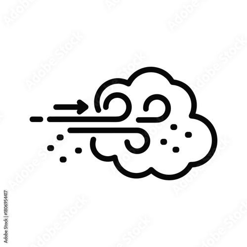 Wind icon with swirling dust or sand particles and directional arrows