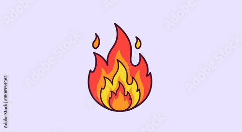 Vibrant cartoon fire illustration with orange and yellow flames.